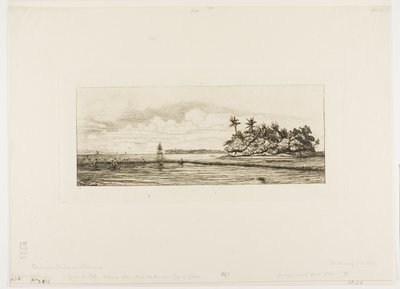 Ozeanien: Angeln, nahe Inseln mit Palmen in der Uea- oder Wallis-Gruppe, 1845 von Charles Meryon