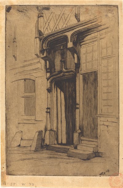 Tür eines alten Klosters, Rue Mirabeau, in Bourges von Charles Meryon