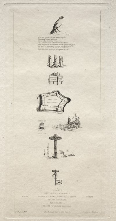 Rebus: Beranger war nicht wirklich stark, denn er hatte nie den Schlüssel zu den Feldern, 1863 von Charles Meryon