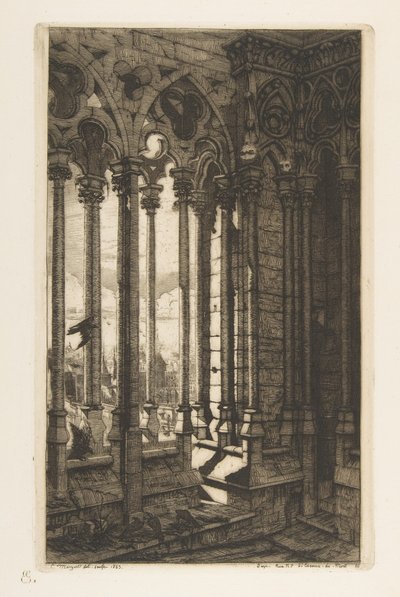 Die Galerie, Notre-Dame-Kathedrale, Paris, aus "Radierungen von Paris" von Charles Meryon