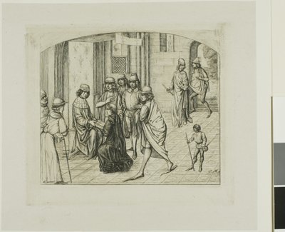 Der Drucker Valère Maxime wird König Ludwig XI. vorgestellt von Charles Meryon