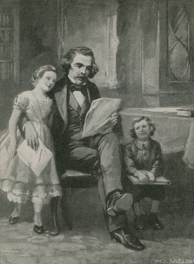 Nathaniel Hawthorne liest seinen Kindern vor von Charles Mills Sheldon