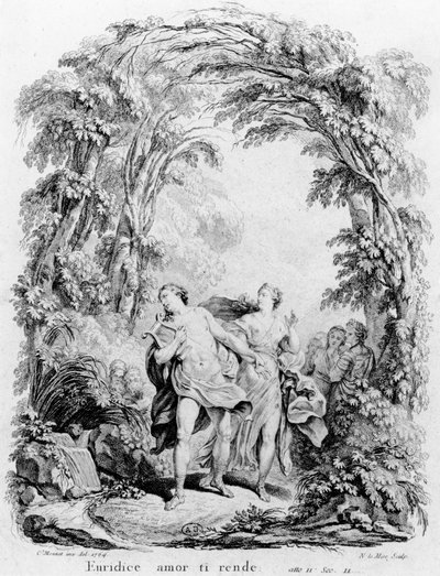 Orpheus führt Eurydike aus der Hölle, Illustration für die Oper 