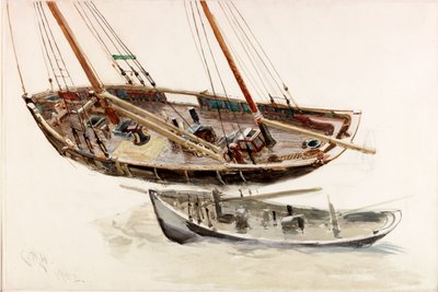 Zwei Studien eines Trawlers von Charles Napier Hemy