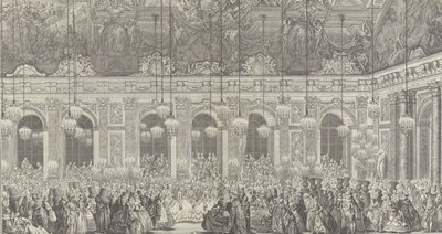 Dekoration für einen Maskenball in Versailles, anlässlich von..., ca. 1860 Nachdruck der Platte von 1764 von Charles Nicolas Cochin
