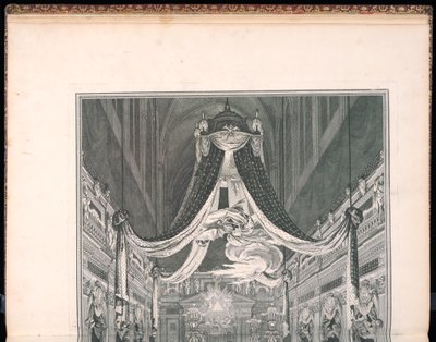 Beerdigung von Elisabeth Thérèse von Lothringen, Königin von Sardinien, in der Kirche Notre Dame von Paris am 22. September 1741 von Charles Nicolas Cochin the younger