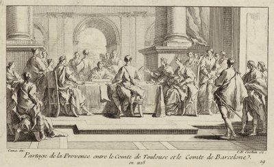 Teilung der Provence zwischen den Grafen von Toulouse und Barcelona, 1125 von Charles Nicolas II Cochin