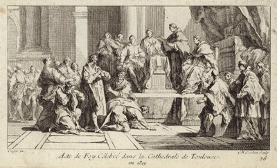 Reuige Katharer bekennen ihren Glauben an die katholische Religion in der Kathedrale von Toulouse, Frankreich von Charles Nicolas II Cochin