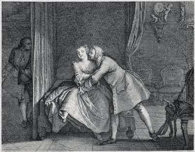Der Ohrmacher und die Form Racken Illustration für Les contes de La Fontaine, ca. 1743 von Charles Nicolas II Cochin