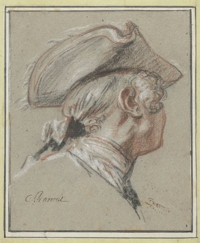 Studie eines Kopfes (Studiekop, bepruikt und mit tricorne) von Charles Parrocel