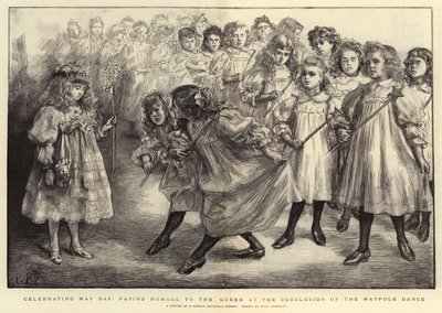 Maifeier, Huldigung an die Königin nach dem Maibaumtanz von Charles Paul Renouard