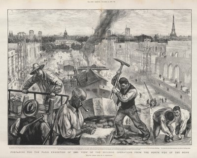 Vorbereitungen für die Pariser Ausstellung von 1900: Blick auf die Bauarbeiten von der Nordseite der Seine von Charles Paul Renouard