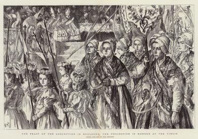 Das Fest der Himmelfahrt in Boulogne, die Prozession zu Ehren der Jungfrau von Charles Paul Renouard
