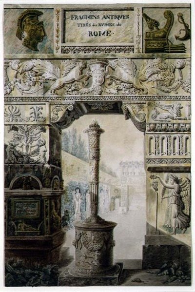 Antike Fragmente aus dem antiken Rom, Design für eine Titelseite aus 