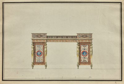 Entwurf eines Schreibtisches, um 1800 von Charles Percier