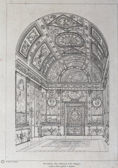 Innenraum des Arbeitszimmers für den König von Spanien in Paris von Charles Percier