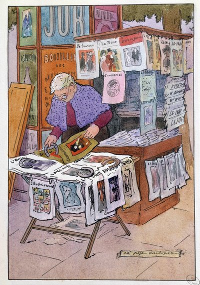 Kleine Berufe von Paris: Der Kiosk hat Zeitungen von Charles Pezeu Carlopez