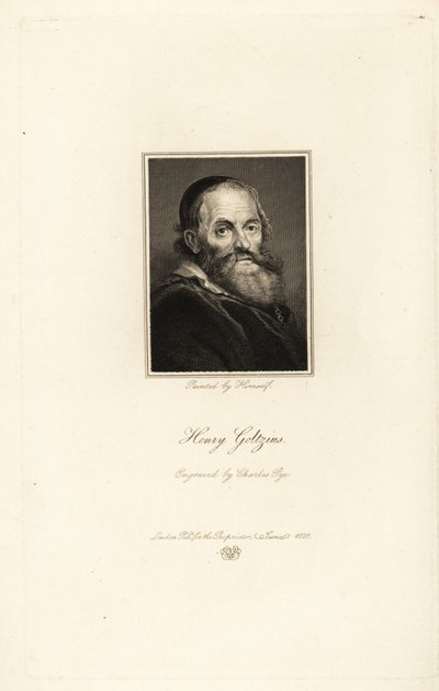 Porträt von Hendrick Goltzius, deutsch-geborener niederländischer Druckgrafiker, Zeichner und Maler von Charles Pye