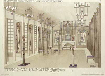 Entwurf für ein Musikzimmer, ca. 1901 von Charles Rennie Mackintosh