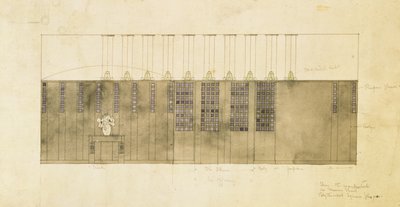 Entwurf für eine Wand, Tisch und Türen, 1905 von Charles Rennie Mackintosh