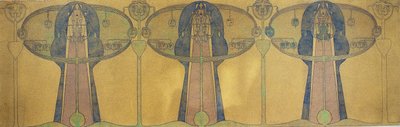 Dekoratives Fries mit stilisierten menschlichen Figuren, Baum- und Pflanzenformen, ca. 1895 von Charles Rennie Mackintosh