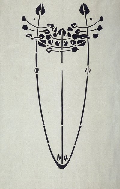 Moderne Reproduktion vom Original Mackintosh Schablone für Wanddekoration, Baumotiv, 1902 von Charles Rennie Mackintosh