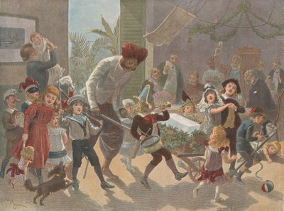 Der Weihnachtsbaumstamm in Indien — Das Eis hereinbringen, aus The Graphic Christmas Number von Charles Roberts