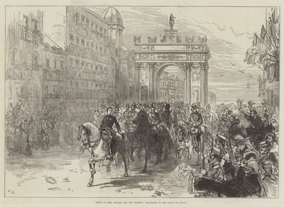 Einzug von König Alfons XII. in Madrid, Prozession in der Calle de Alcalá von Sir John Charles Robinson