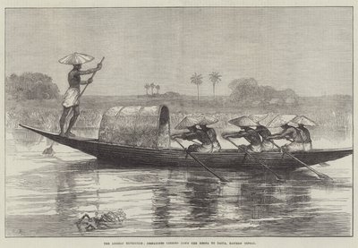 Die Looshai-Expedition, Depeschen werden den Megna hinunter nach Dacca, Ostbengalen, gebracht von Sir John Charles Robinson