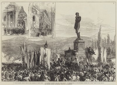 Das Michelangelo-Jubiläumsfest in Florenz (Gravur) von Charles Robinson
