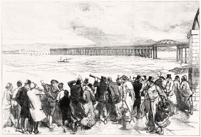 Die Tay-Brücke, wie sie am Montag, den 29. Dezember, um zehn Uhr erschien (Kupferstich) von Charles Robinson