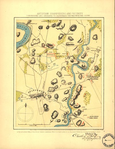 Antietam Sharpsburg und Umgebung. Erstellt und graviert zur Illustration von "Der Krieg mit dem Süden" von Charles Sholl