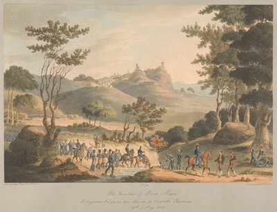 Nr. 9 Die Grenze von Pina Macor. Portugiesische Truppen auf dem Marsch nach Costello Branco, 18. Mai 1811 von Charles Turner