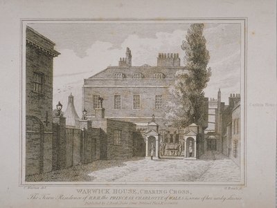 Ansicht von Warwick House, graviert von Samuel Rawle (1771-1860) und veröffentlicht von John Booth (1794-1855) 1818 von Charles Warren