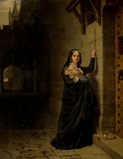 Das Martyrium von Laurence Saunders in Coventry, linkes Panel des Triptychons von Charles West Cope