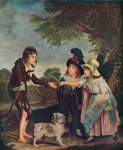 Porträt von Sir Francis Fords Kindern, die einem Betteljungen eine Münze geben. Ausgestellt 1793, 1906 von Charles Wilkinson