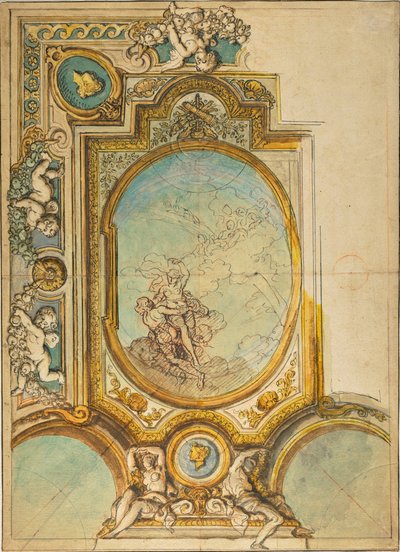 Studien für eine Deckendekoration mit der Apotheose der Psyche (recto); Studien für eine Deckendekoration mit der Apotheose der Psyche (verso) von Charles de la Fosse