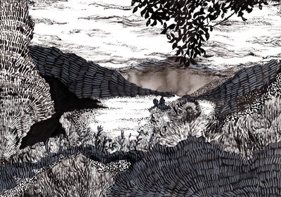 Nebelige Landschaft, 2020 von Charlotte Orr