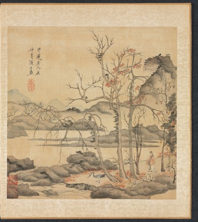 Daoist und Kranich in Herbstlandschaft von Chen Hongshou
