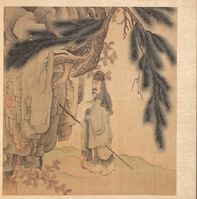 Gelehrter mit Stab und Pinsel von Chen Hongshou