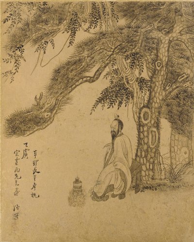 Vorbereitung des Elixiers unter einer Kiefer, Qing-Dynastie, 1651 von Chen Hongshou