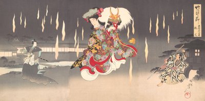 Szene von Foxfire Kitsunebi aus dem Stück Honcho nijushiko, 1898 von Chikanobu Yoshu