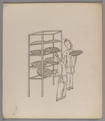 Album mit separaten Blättern: Seidenkultivierung und -produktion von Chinese School