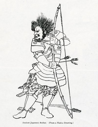 Ein antiker japanischer Bogenschütze, Illustration aus 