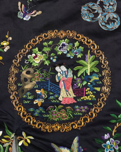 Bestickter mitternachtsblauer informeller Mantel der Han-Frauen, waitao, 3. Viertel des 19. Jahrhunderts von Chinese School