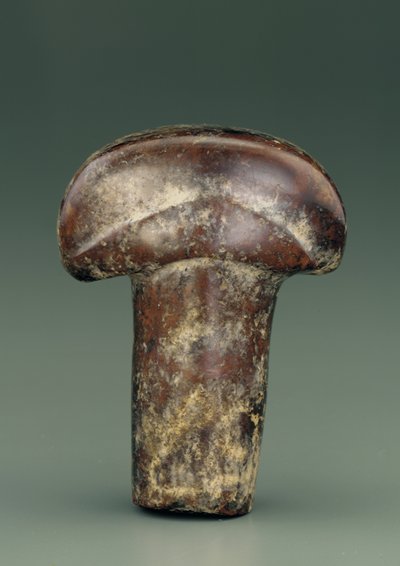 Objekt in Form eines ovalen Stabes mit dickem halbkreisförmigem Knauf (Serpentin) von Chinese School