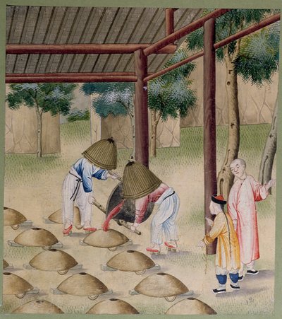 Arbeiten in einer traditionellen Schmiede von Chinese School