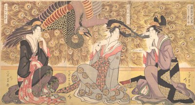 Innenansicht des Hauses namens Ogiya von Chokosai Eisho