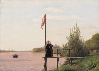 Blick auf den Sortedam-See von Dosseringen in Richtung Vorort Nørrebro außerhalb von Kopenhagen von Christen Købke