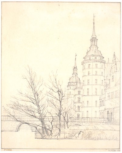Schloss Frederiksborg. Teil bei der Münzbrücke von Christen Købke